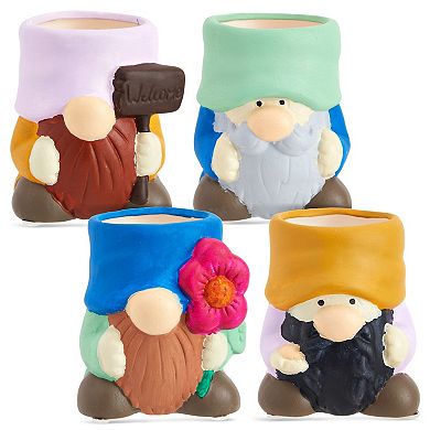 Set of 4 Paint Your Own Ceramic Gnome Planter Set, Garden Gnome Designs