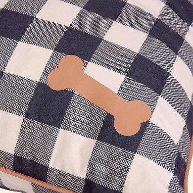 Kenwood Checkered Pillow Bed with Paw Print Pet Bed