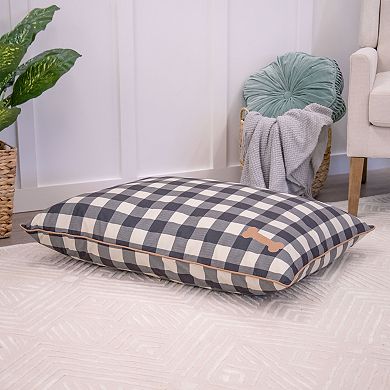 Kenwood Checkered Pillow Bed with Paw Print Pet Bed