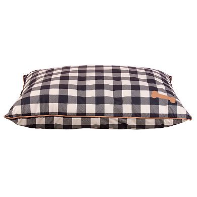 Kenwood Checkered Pillow Bed with Paw Print Pet Bed