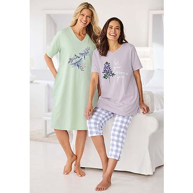 Only Necessities Plus Size Capri Pajamas