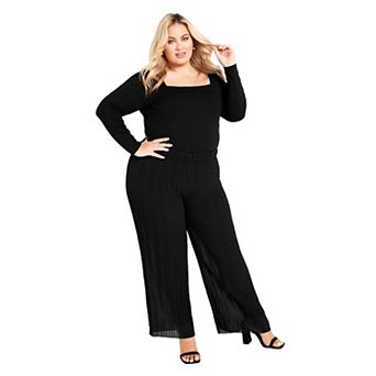 Avenue Women's Plus Size Victoria Pleated Pull On Pant