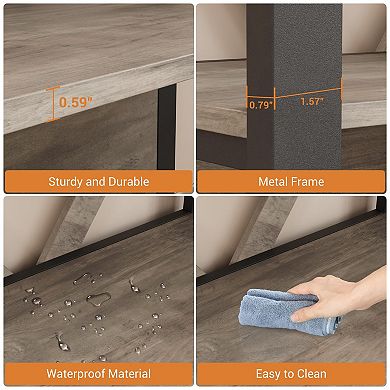 3-Tier LED Bookshelf with Open Shelves, Wood and Metal Bookcase for Living Room, Bedroom, Office