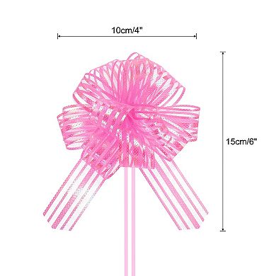 5pcs 4" Organza Pull Bow Metallic Gift Wrapping Bows Ribbon Yarn for Wedding Baskets Presents