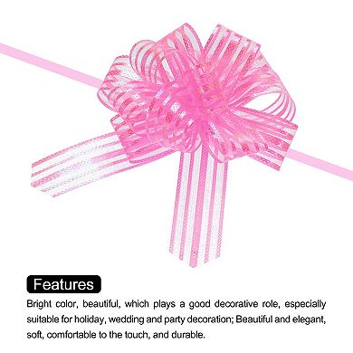 5pcs 4" Organza Pull Bow Metallic Gift Wrapping Bows Ribbon Yarn for Wedding Baskets Presents