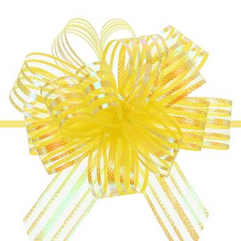 5 pc 4" Organza Pull Bow Metallic Gift Wrapping Bows Ribbon Yarn for Wedding Baskets Presents