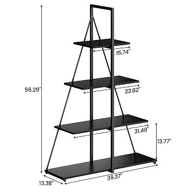 4-Shelf Ladder Bookcase, A-Shaped Wooden Storage Organizer for Living Room and Home Office