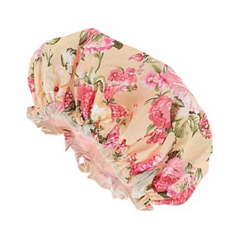 Women Big Flower Bath Cap for Bathroom Business Travel 1 pc