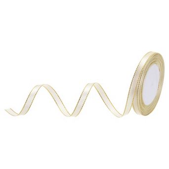3/8 Inch 25 Yard Wide Satin Ribbon with Gold Edges Border Grosgrain Fabric Ribbon