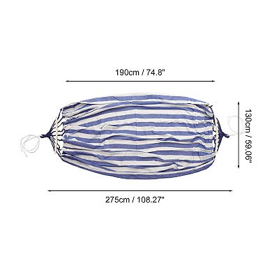 Stripe Hammock with Stick for Outdoor 74.8"x59.06" Blue White 1 Pc
