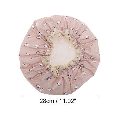 Women Cat Pattern Bath Cap for Bathroom Business Travel 1 Pc