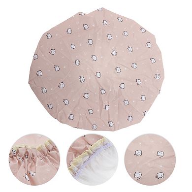 Women Cat Pattern Bath Cap for Bathroom Business Travel 1 Pc