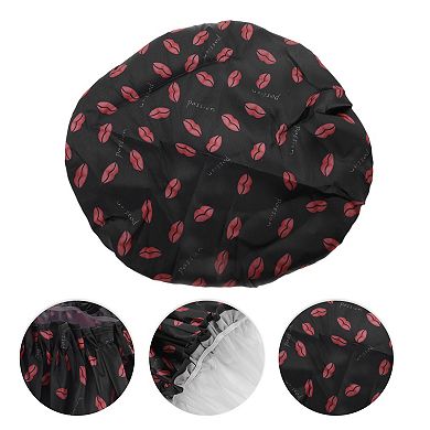 Women Durable Double Layer Bath Cap for Bathroom Business Travel 1 Pc