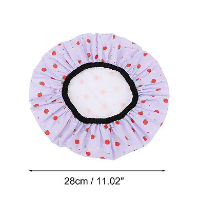 Women Double Layer Strawberry Bath Cap for Bathroom Business Travel 1 Pc