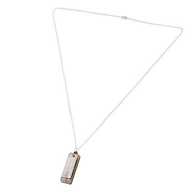 Metal Chain Necklace Style Mini Mouth Organ Silver Tone