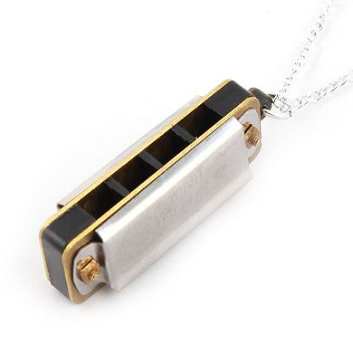 Metal Chain Necklace Style Mini Mouth Organ Silver Tone