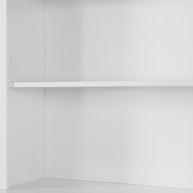 Bookcases with 2 Doors and 1 Drawer, Floor Standing Display Storage with Open Shelves