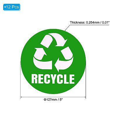 Trash Can Stickers Signs, 12 Pack 5 Inch Recycle Trash Sticker Bin Labels Self-Adhesive Garbage Sign