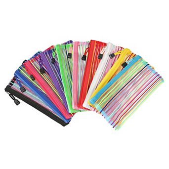 Mesh Zipper Pouches, B6 Pencil Case Document File Bags for Office Supply, Multicolor Pack of 10