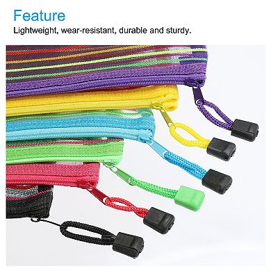 Mesh Zipper Pouches, B6 Pencil Case Document File Bags for Office Supply, Multicolor Pack of 10