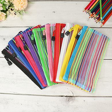 Mesh Zipper Pouches, B6 Pencil Case Document File Bags for Office Supply, Multicolor Pack of 10