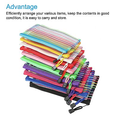 Mesh Zipper Pouches, B6 Pencil Case Document File Bags for Office Supply, Multicolor Pack of 10
