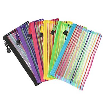Mesh Zipper Pouches, B6 Pencil Case Document File Bags for Office Supply, Multicolor Pack of 6