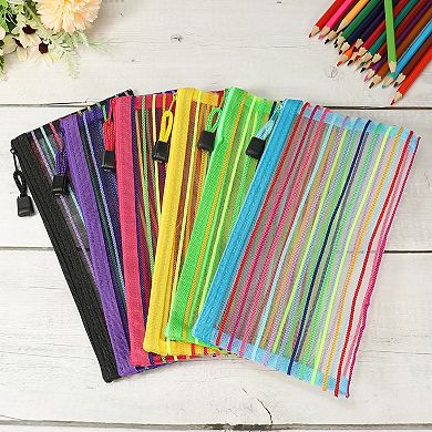 Mesh Zipper Pouches, B6 Pencil Case Document File Bags for Office Supply, Multicolor Pack of 6