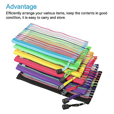 Mesh Zipper Pouches, B6 Pencil Case Document File Bags for Office Supply, Multicolor Pack of 6