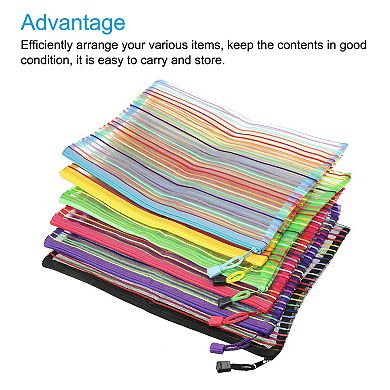 Mesh Zipper Pouches, A4 Pencil Case Document File Bags for Office Supply, Multicolor Pack of 6