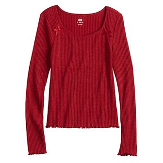 Juniors' Plus Size SO® Metallic Cinch Front Top