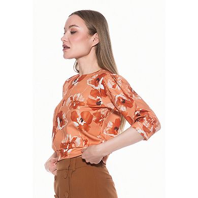 Women's ALEXIA ADMOR Puff Sleeve Ribbed Sweatshirt