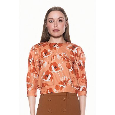 Women's ALEXIA ADMOR Puff Sleeve Ribbed Sweatshirt