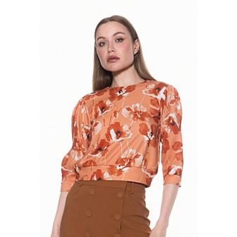 Women's ALEXIA ADMOR Puff Sleeve Ribbed Sweatshirt