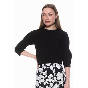 Women's ALEXIA ADMOR Puff Sleeve Ribbed Sweatshirt