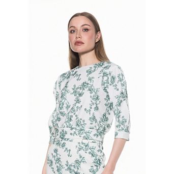 Women's ALEXIA ADMOR Puff Sleeve Ribbed Sweatshirt