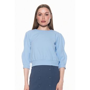 Women's ALEXIA ADMOR Puff Sleeve Ribbed Sweatshirt