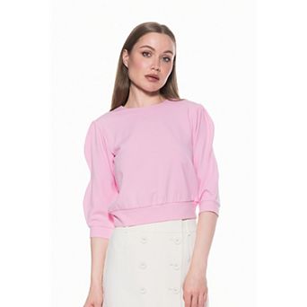 Women's ALEXIA ADMOR Puff Sleeve Ribbed Sweatshirt