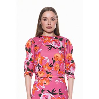 Women's ALEXIA ADMOR Puff Sleeve Ribbed Sweatshirt