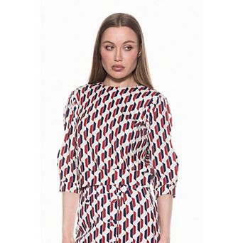 Women's ALEXIA ADMOR Puff Sleeve Ribbed Sweatshirt