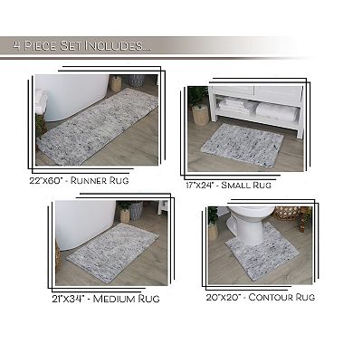 Home Weavers 100% Microfiber Bathroom Cloud Comfort Rug, Thick Plush Rugs for Shower 4 PC