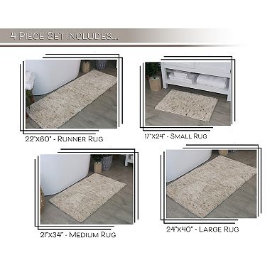 Home Weavers 100% Microfiber Bathroom Cloud Comfort Rug, Thick Plush Rugs for Shower Set of 4