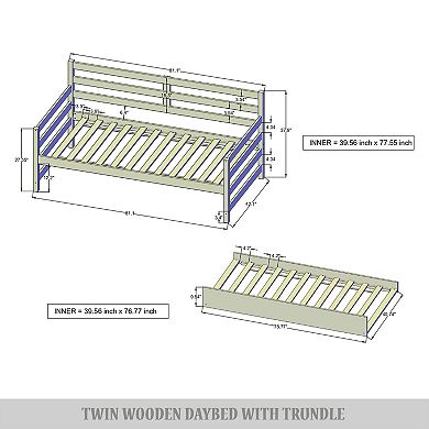 Twin Size Wooden Daybed With Trundle