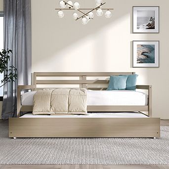Twin Size Wooden Daybed With Trundle
