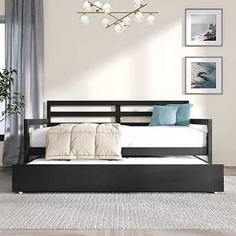 Twin Size Wooden Daybed With Trundle