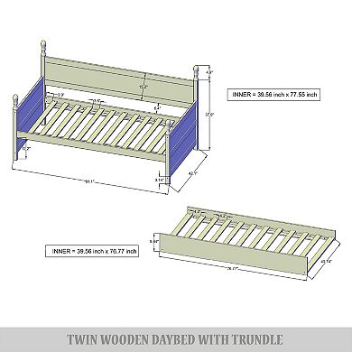 Twin Size Wooden Daybed With Trundle