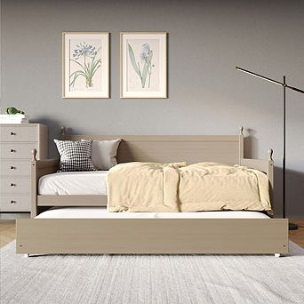 Twin Size Wooden Daybed With Trundle