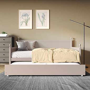 Twin Size Wooden Daybed With Trundle