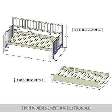 Twin Size Wooden Daybed With Trundle