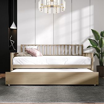 Twin Size Wooden Daybed With Trundle